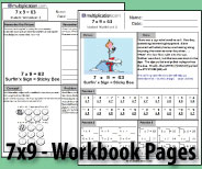 Two printable pages designed to build fluency and deepen understanding of 7x9.