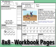 Two printable pages designed to build fluency and deepen understanding of 8x8.