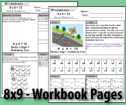 Two printable pages designed to build fluency and deepen understanding of 8x9.