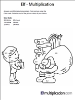 Christmas Coloring Elf Multiplication Worksheet thumbnail