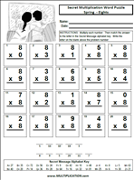 Spring Eights Time Table Multiplication Worksheet thumbnail