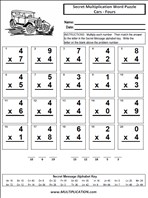 Car Fours Time Table Multiplication Worksheet thumbnail