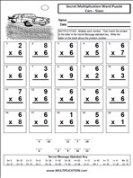 Car Sixes Time Table Multiplication Worksheet thumbnail