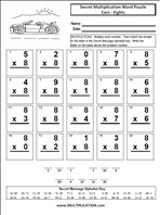 Car Eights Time Table Multiplication Worksheet thumbnail