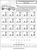 Car Nines Time Table Multiplication Worksheet thumbnail