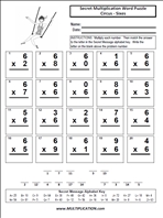 Circus Sixes Time Table Multiplication Worksheet thumbnail