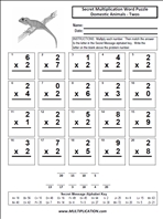 Domestic Animals Twos Time Table Multiplication Worksheet thumbnail
