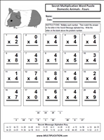Domestic Animals Fours Time Table Multiplication Worksheet thumbnail