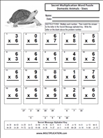 Domestic Animals Sixes Time Table Multiplication Worksheet thumbnail