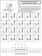 Domestic Animals Eights Time Table Multiplication Worksheet thumbnail