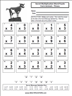 Farm Animals Threes Time Table Multiplication Worksheet thumbnail