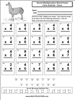 Farm Animals Fours Time Table Multiplication Worksheet thumbnail