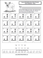 Farm Animals Fives Time Table Multiplication Worksheet thumbnail