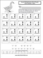 Farm Animals Sixes Time Table Multiplication Worksheet thumbnail