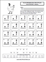Farm Animals Sevens Time Table Multiplication Worksheet thumbnail