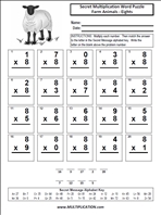 Farm Animals Eights Time Table Multiplication Worksheet thumbnail