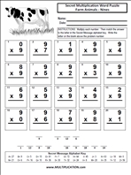 Farm Animals Nines Time Table Multiplication Worksheet thumbnail