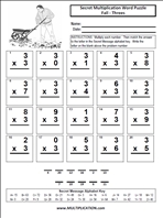 Fall Threes Time Table Multiplication Worksheet thumbnail