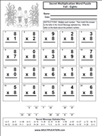 Fall Eights Time Table Multiplication Worksheet thumbnail