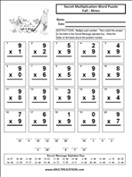 Fall Nines Time Table Multiplication Worksheet thumbnail
