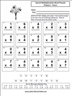 Flowers Fours Time Table Multiplication Worksheet thumbnail