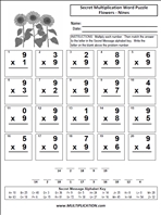 Flowers Nines Time Table Multiplication Worksheet thumbnail