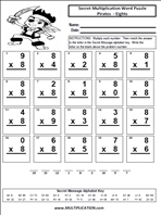 More Pirates Eights Time Table Multiplication Worksheet thumbnail