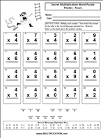 Pirates Fours Time Table Multiplication Worksheet thumbnail