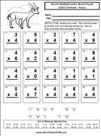 Safari Animals Fours Time Table Multiplication Worksheet thumbnail