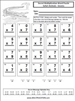 Safari Animals Sevens Time Table Multiplication Worksheet thumbnail