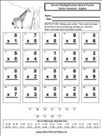 Safari Animals Eights Time Table Multiplication Worksheet thumbnail
