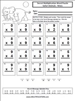 Safari Animals Nines Time Table Multiplication Worksheet thumbnail