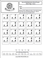 State Flags Fours Time Table Multiplication Worksheet thumbnail