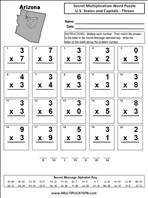 States and Capitals Threes Time Table Multiplication Worksheet thumbnail