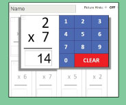 Unique interactive quiz format checks mastery and reinforces memory strategies for 2x7.