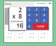 Unique interactive quiz format checks mastery and reinforces memory strategies for 2x8.