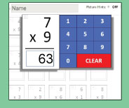 Unique interactive quiz format checks mastery and reinforces memory strategies for 7x9.