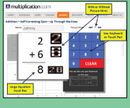 Unique interactive quiz format checks addition mastery and reinforces memory strategies.
