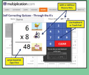 Unique interactive quiz format checks multiplication mastery and reinforces memory strategies.