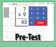 Self-Correcting Pre-Test over the multiplication facts 0x0 though 9x9.