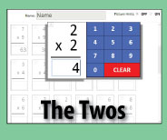Interactive quiz format checks master for the TWOS multiplication facts.