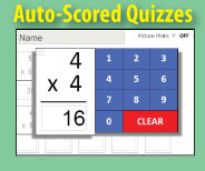 Unique interactive quiz format checks multiplication mastery and reinforces memory strategies.