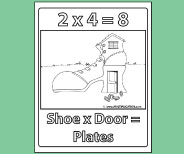 Student coloring page provides valuable memory reinforement for 2x4.