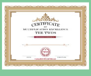 Printable award certificate for completing the Twos times tables.