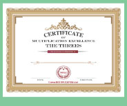 Printable award certificate for completing the Threes times tables.
