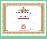 Printable award certificate for completing the Fives times tables.