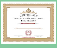 Printable award certificate for completing the Sevens times tables.