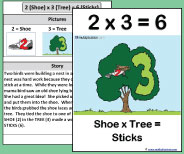 This large class size printable teaching card helps teach the 2x3 picture and story.