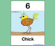 This large class size printable teaching card helps teach the 6 picture and story.