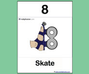 This large class size printable teaching card helps teach the 8 picture and story.